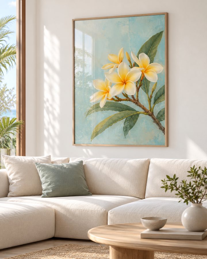 Tableau Frangipanier Ciel — collection Tropical