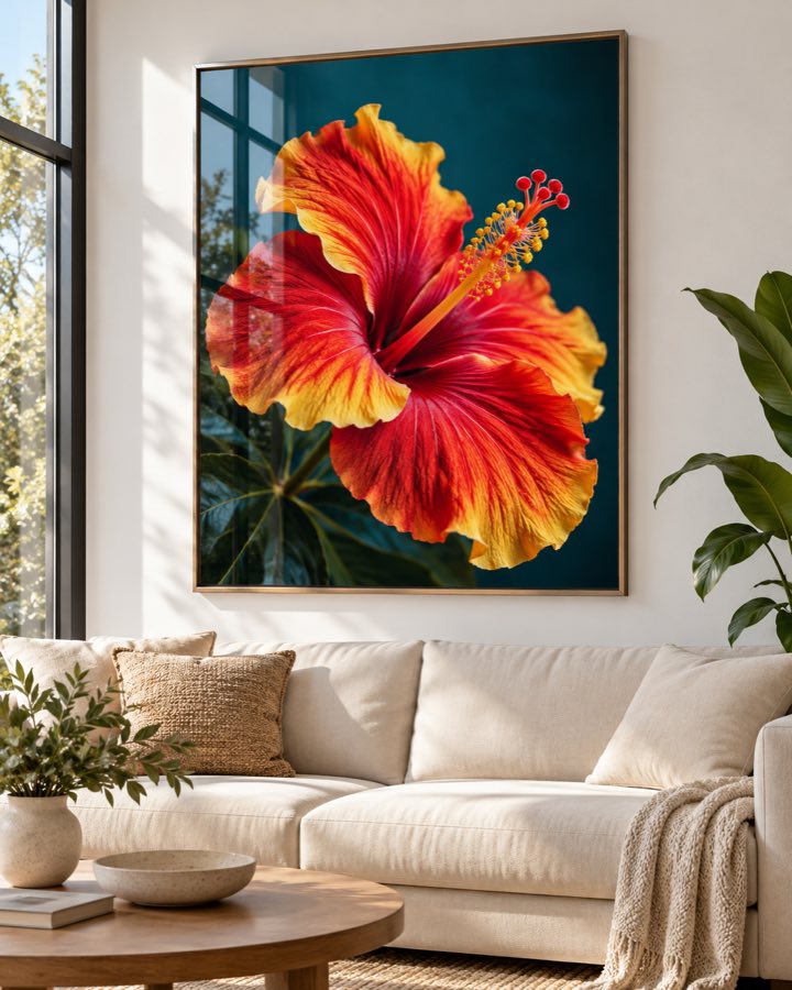 Tableau Hibiscus de Feu — collection Tropical